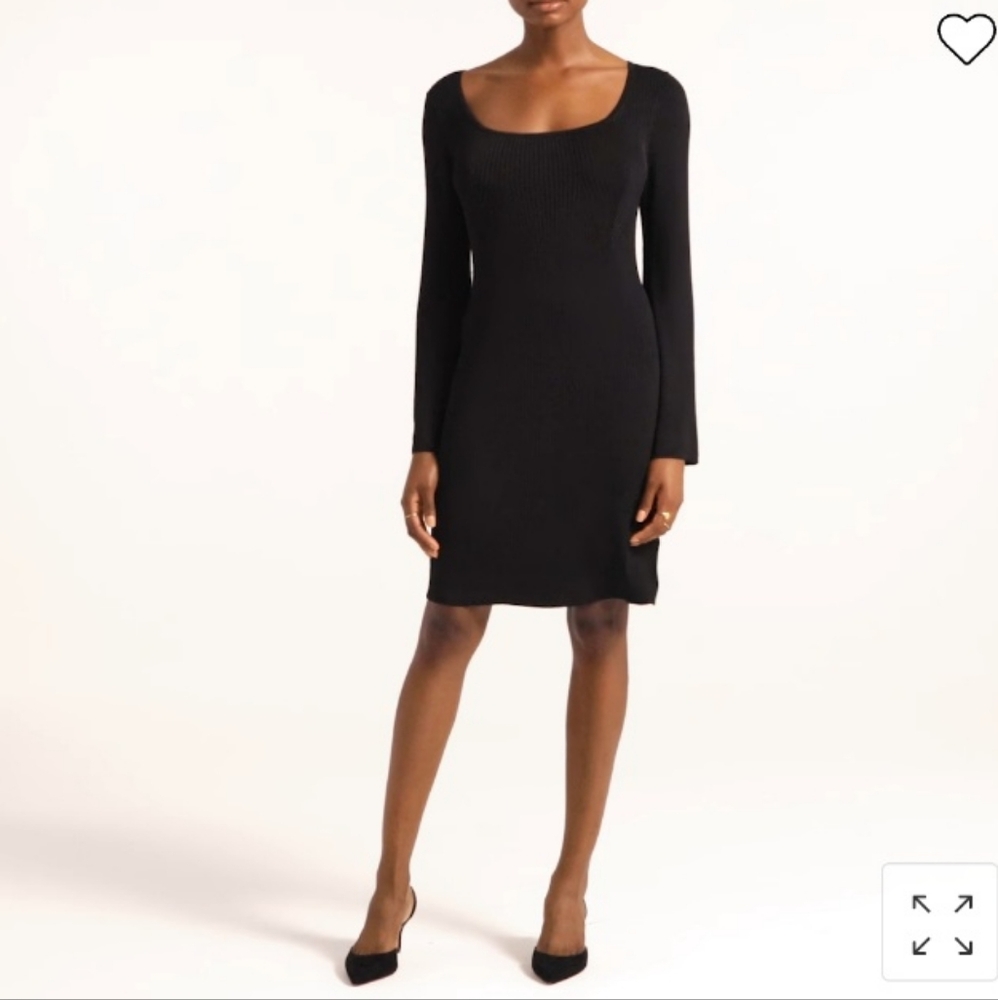 Ribbed Squareneck Sweater-dress